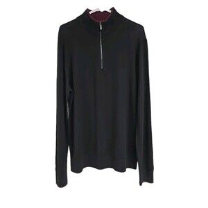 MICHAEL KORS Extrafine Merino Wool Quarter-Zip Knit Sweater Black Men’s Size L
